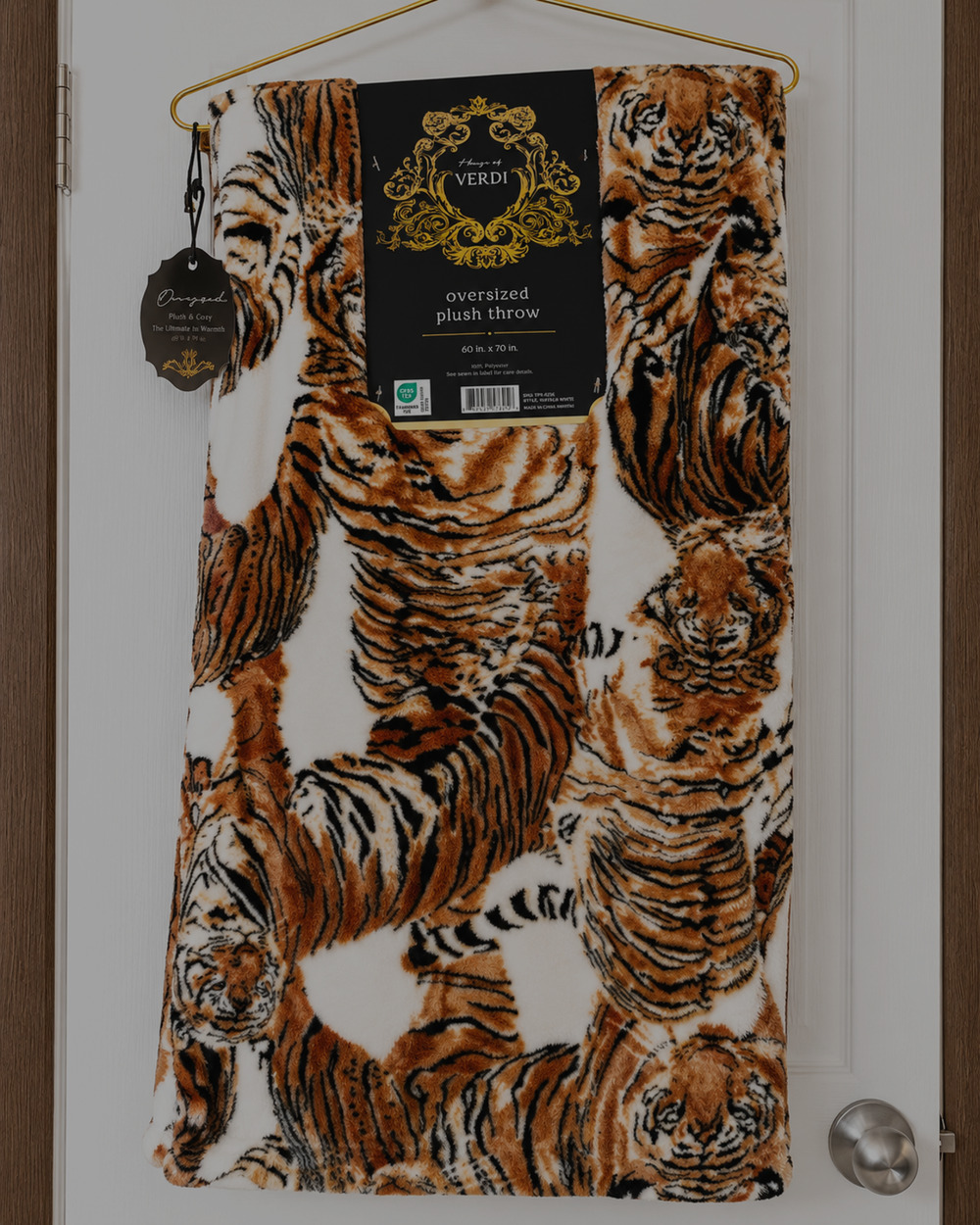 House of Verdi Oversized Plush Throw Blanket Tiger Print 60x70 Soft Cozy